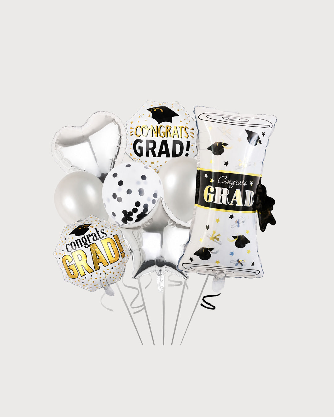 Congrats Grad White Balloon Bouquet