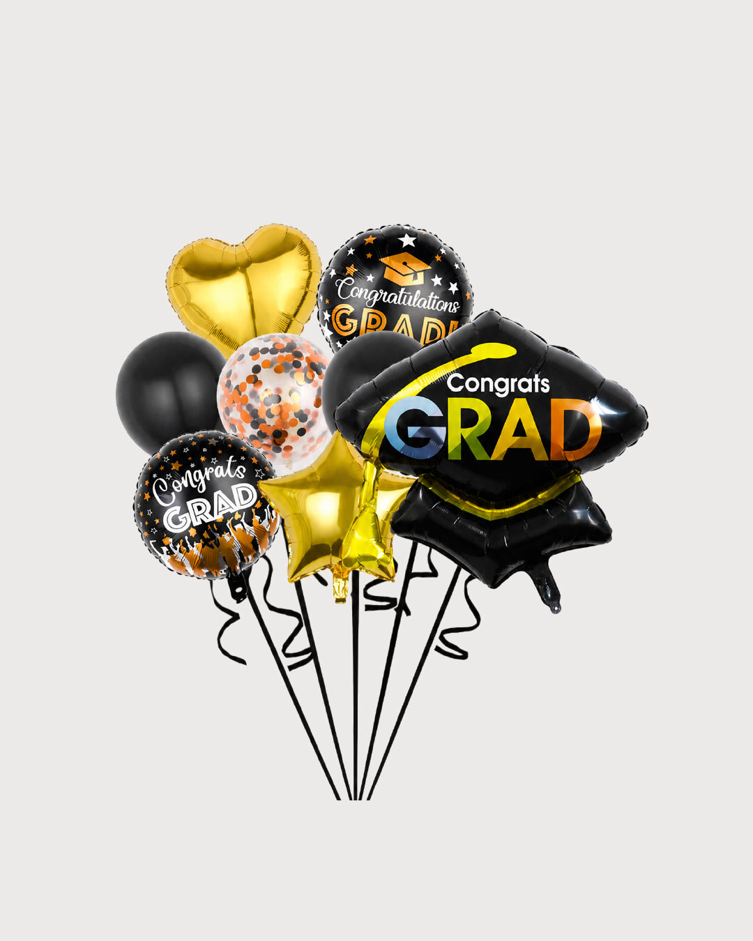 Congrats Grad Black & Gold Balloon Set