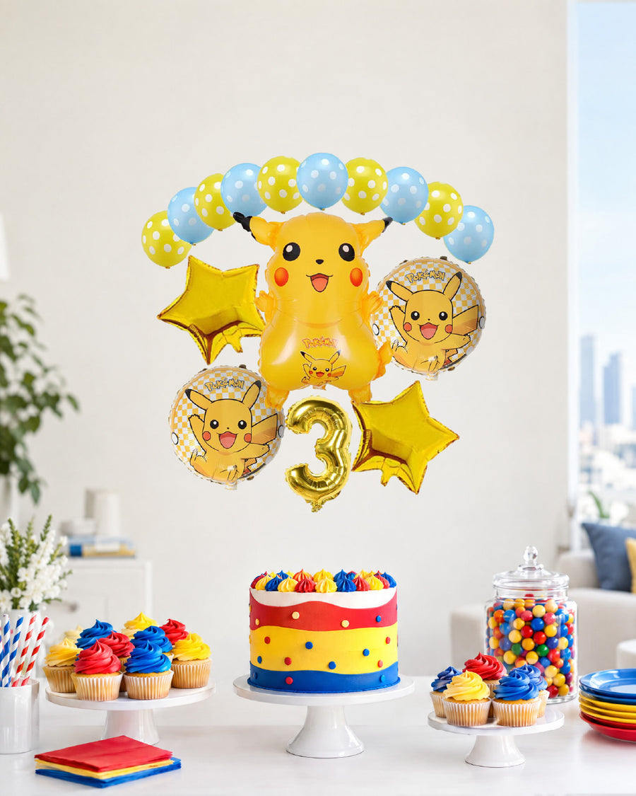 Pikachu Birthday Number Balloon Set