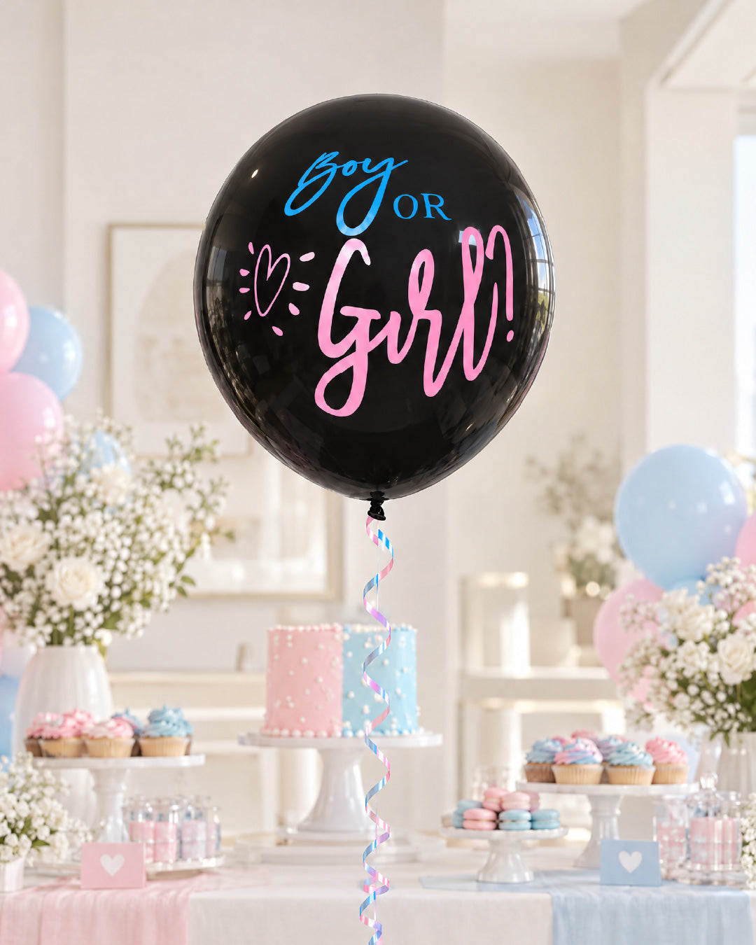 Boy or Girl Black Gender Reveal Balloon