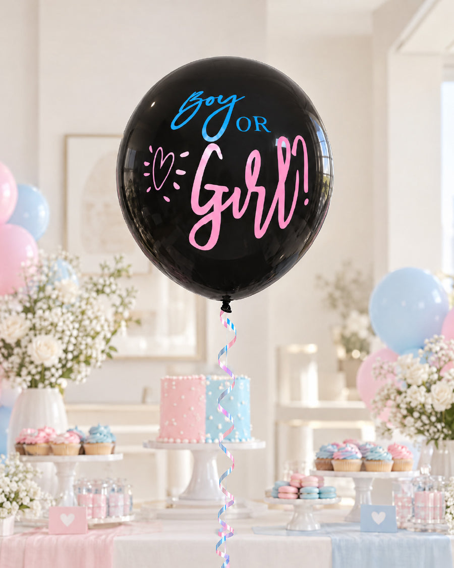 Boy or Girl Black Gender Reveal Balloon