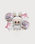Labubu White & Pink Balloon Bouquet