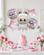 Labubu White & Pink Balloon Bouquet