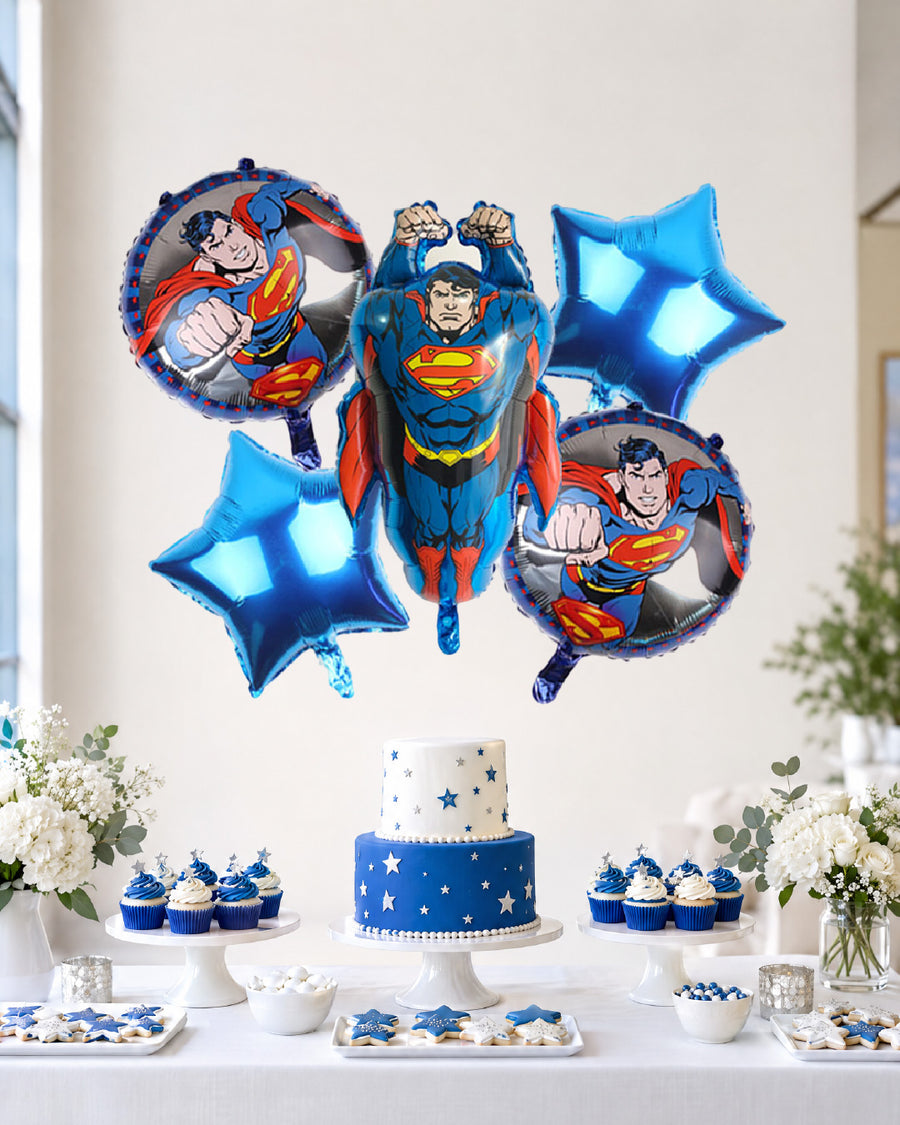 Superman Blue Star Balloon Bouquet