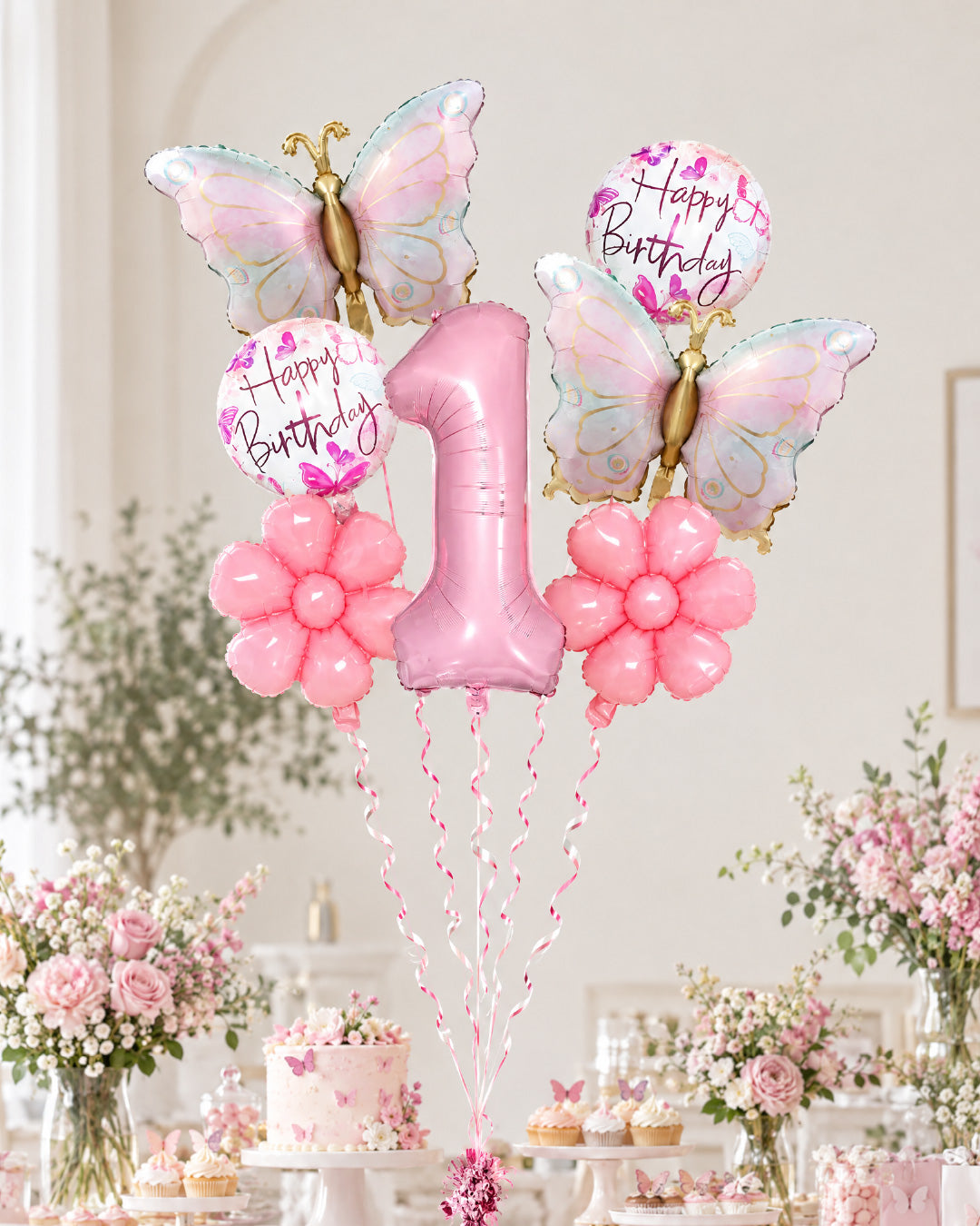 Butterfly Birthday Number Balloon Set