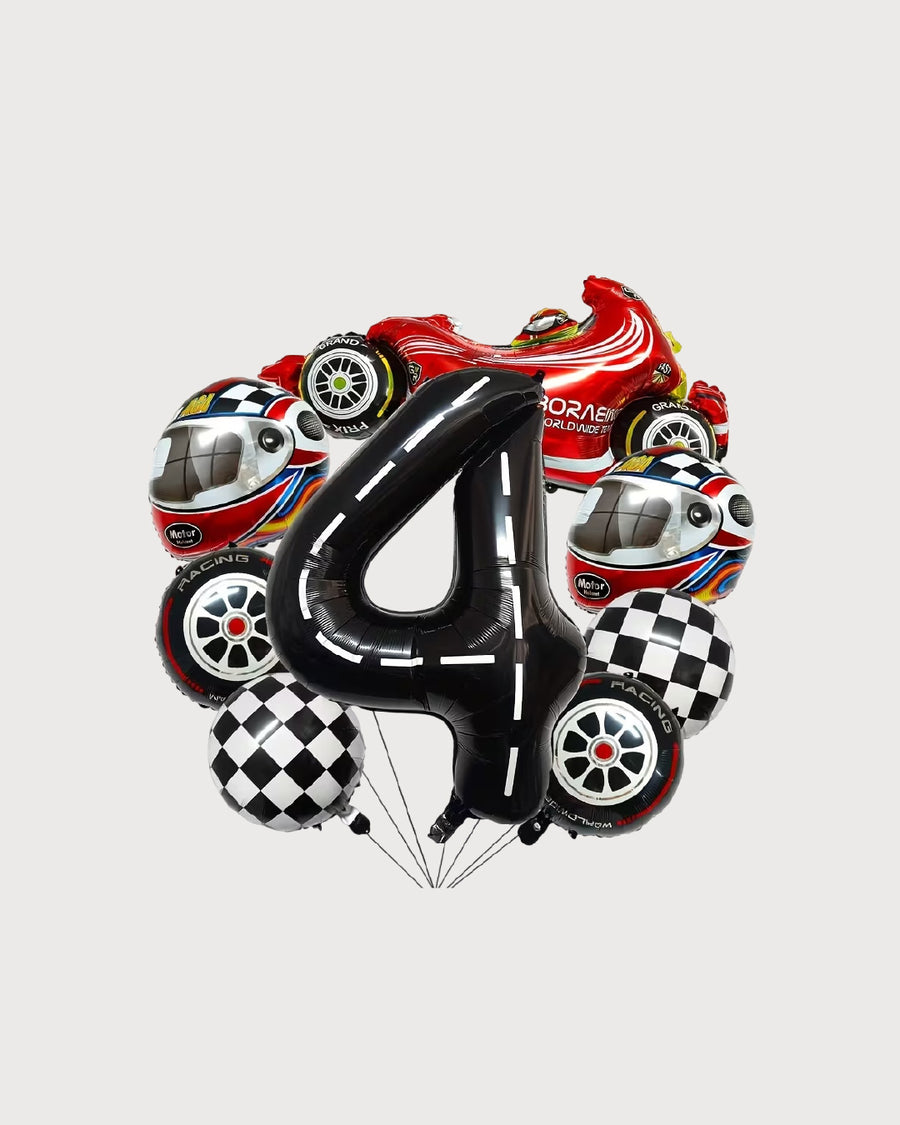 Race Car Birthday Number Balloon Set