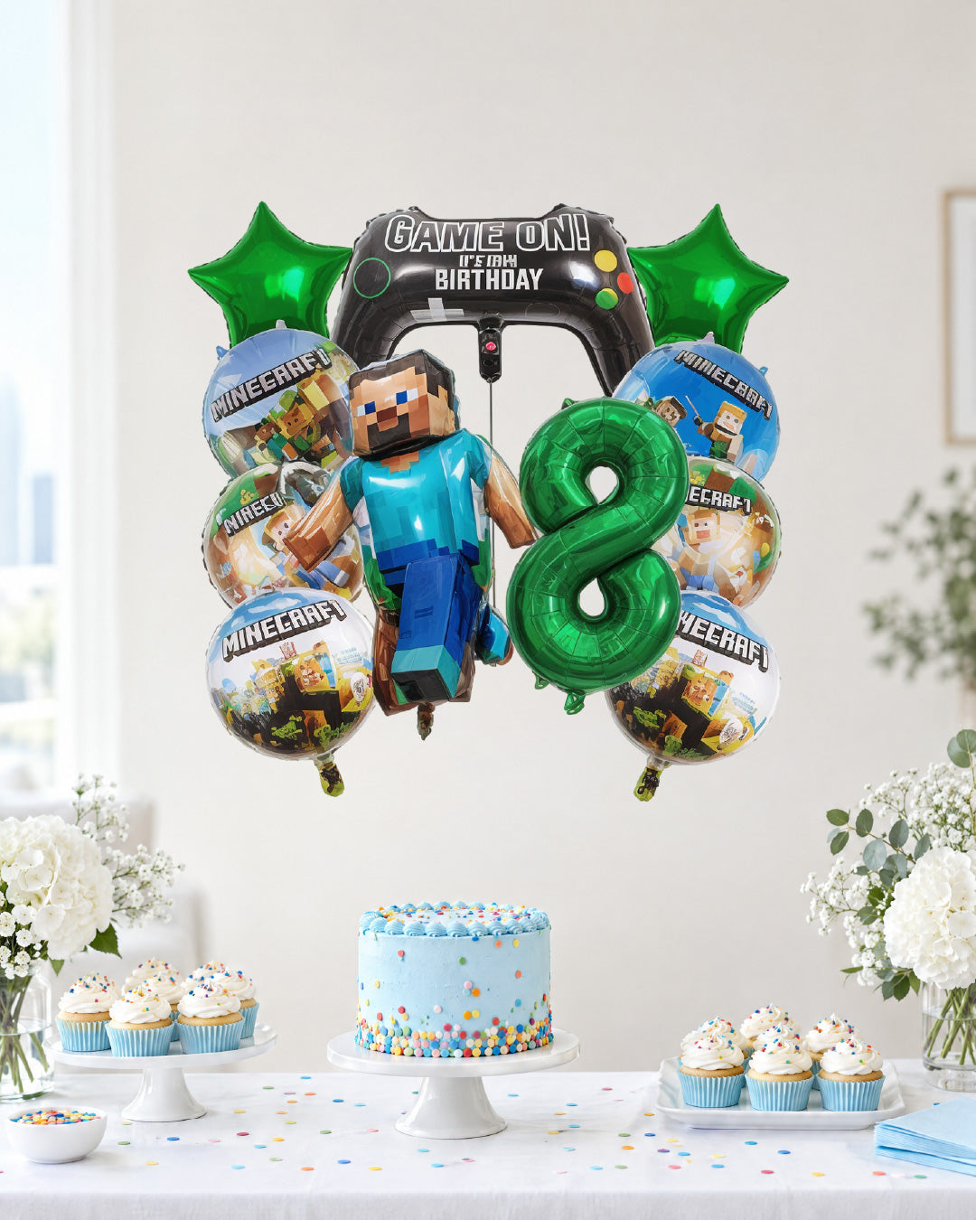Minecraft Game On Number Balloon Set
