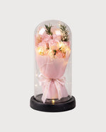 Rose Bouquet Glass Dome with LED Lights