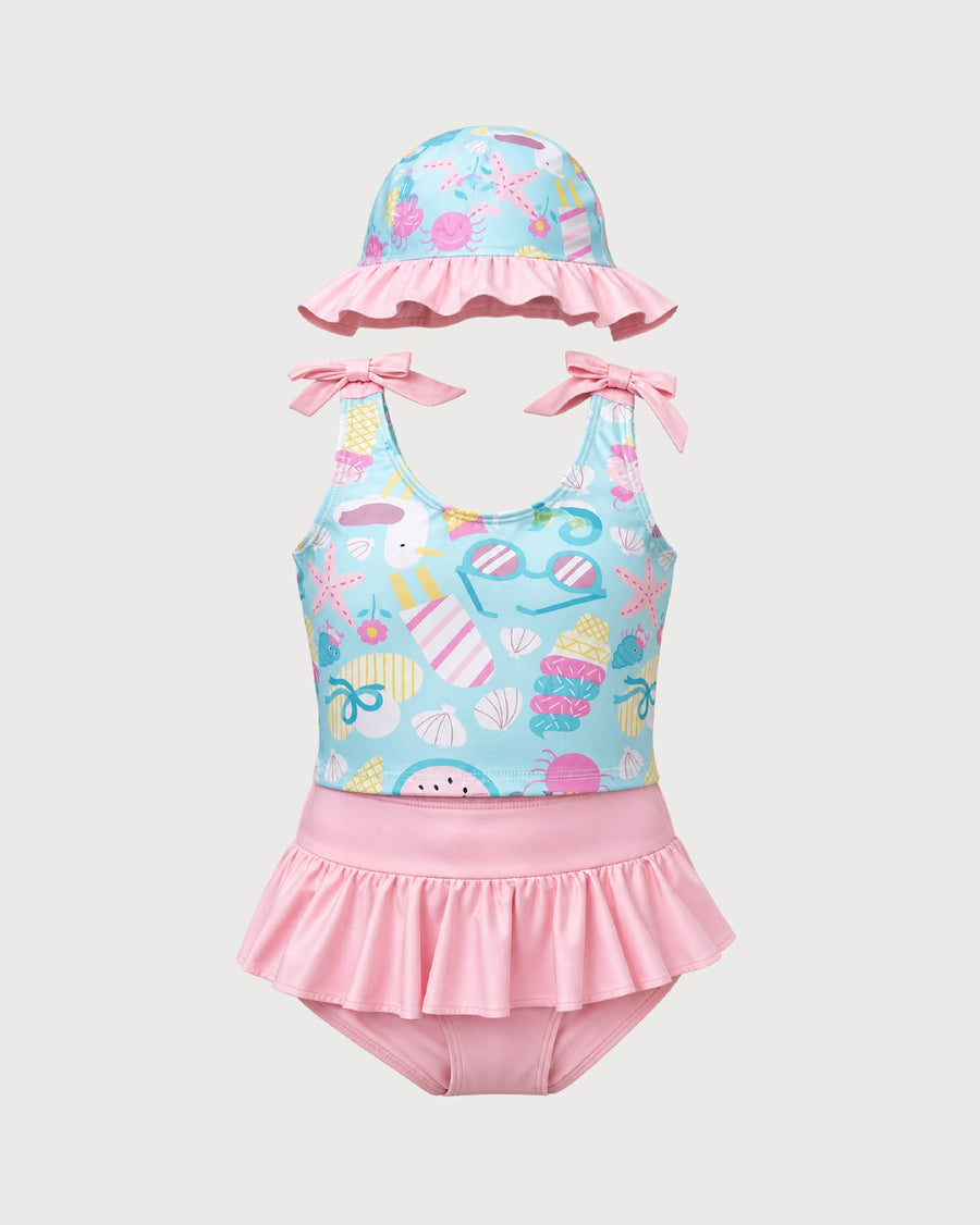 Kid’s Girls 3-Piece Swimsuit Set, Swimwear, Swimming Clothes