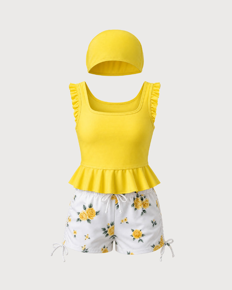 Kid’s Girls 3-Piece Swimsuit Set, Swimwear, Swimming Clothes
