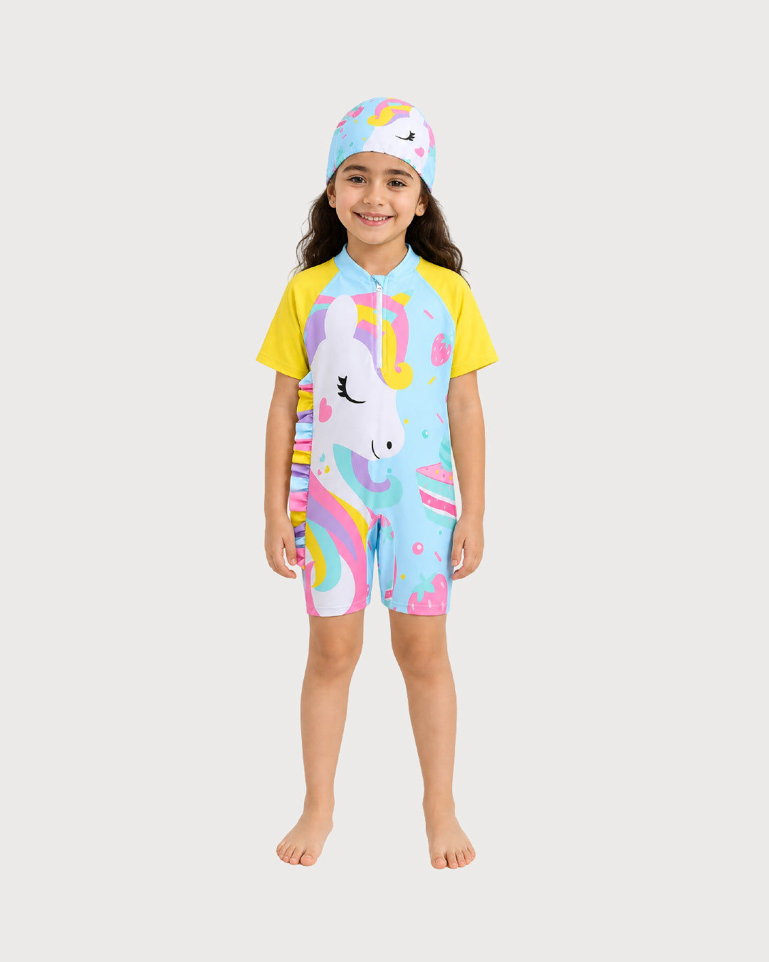 Kid’s Girls 2-Piece Short-Sleeve Swimsuit Set, Swimwear, Swimming Clothes