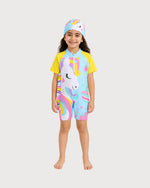 Kid’s Girls 2-Piece Short-Sleeve Swimsuit Set, Swimwear, Swimming Clothes