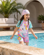Kid’s Girls 2-Piece Short-Sleeve Swimsuit Set, Swimwear, Swimming Clothes