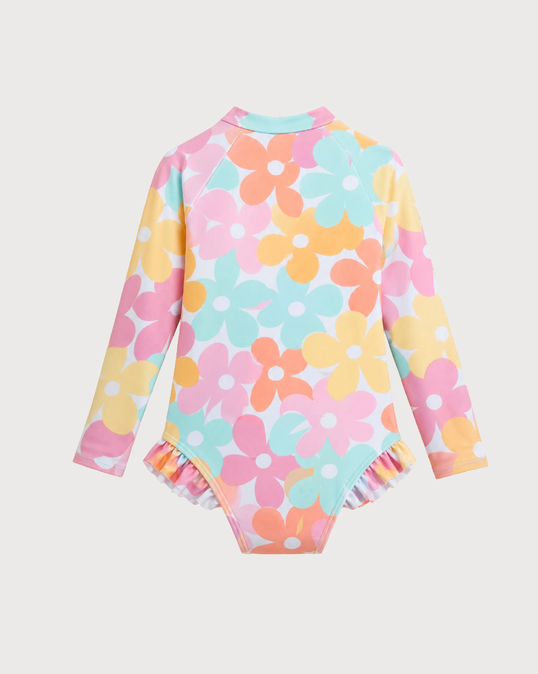 Kid’s Girls Long-Sleeve Floral Swimsuit, Swimwear, Swimming Clothes