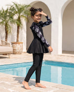 Kid’s Girls 2-Piece Long-Sleeve Skirted Swimsuit Set, Swimwear, Swimming Clothes