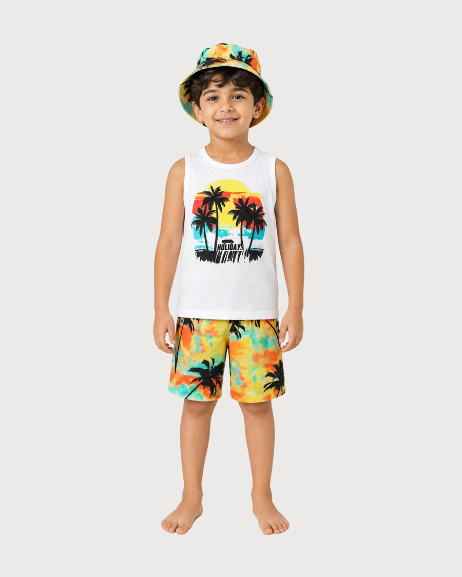 Kid’s Boys 3-Piece Summer Outfit Set with Bucket Hat