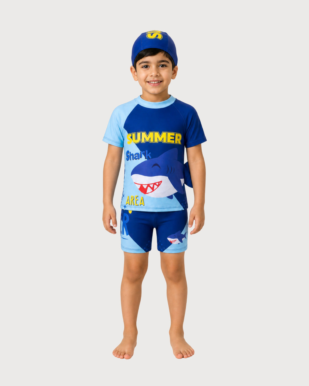 Kid’s Boys 3-Piece Shark Swimsuit Set, Swimwear, Swimming Clothes