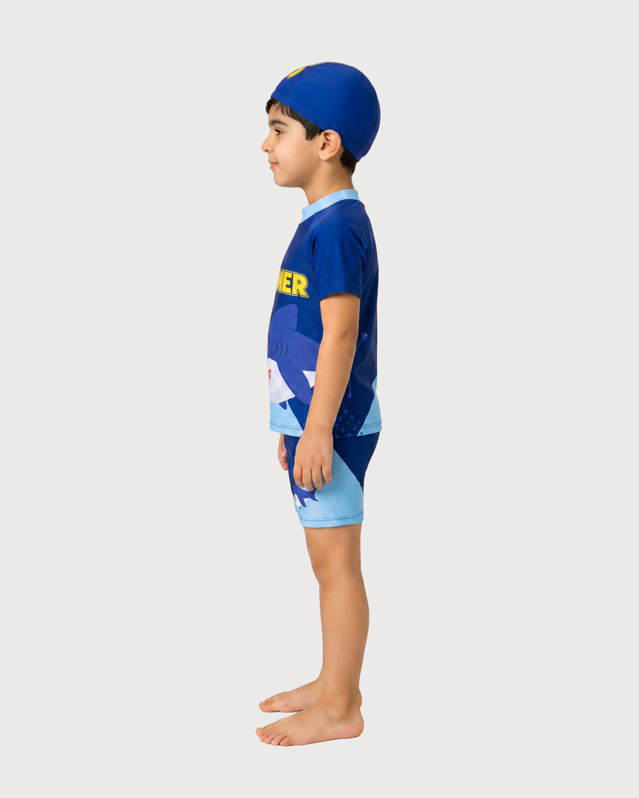 Kid’s Boys 3-Piece Shark Swimsuit Set, Swimwear, Swimming Clothes