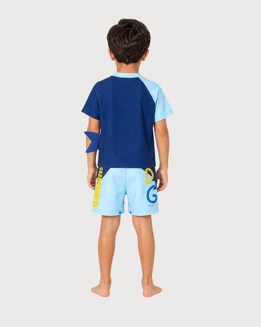 Kid’s Boys 3-Piece Shark Swimsuit Set, Swimwear, Swimming Clothes