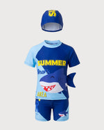 Kid’s Boys 3-Piece Shark Swimsuit Set, Swimwear, Swimming Clothes