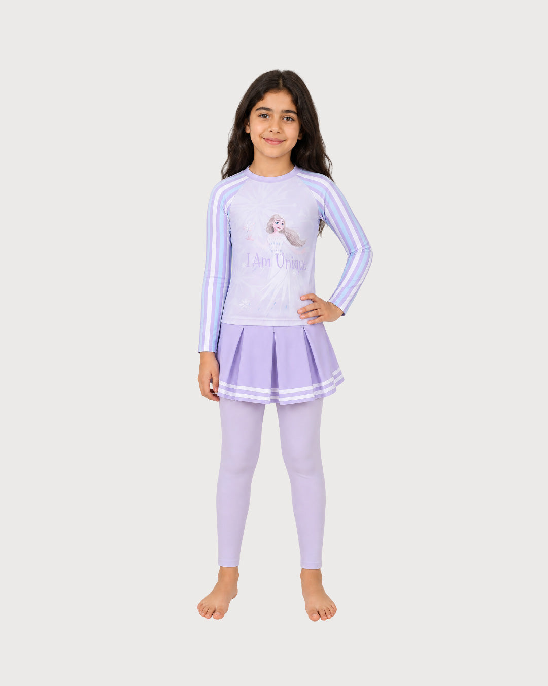 Kid’s Girls 2-Piece Long-Sleeve Skirted Swimsuit Set, Swimwear, Swimming Clothes