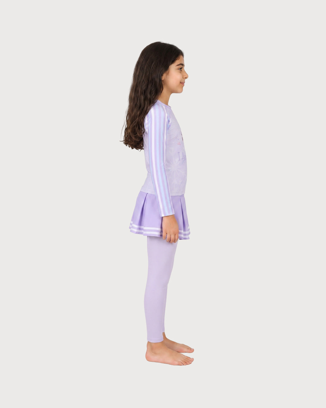 Kid’s Girls 2-Piece Long-Sleeve Skirted Swimsuit Set, Swimwear, Swimming Clothes