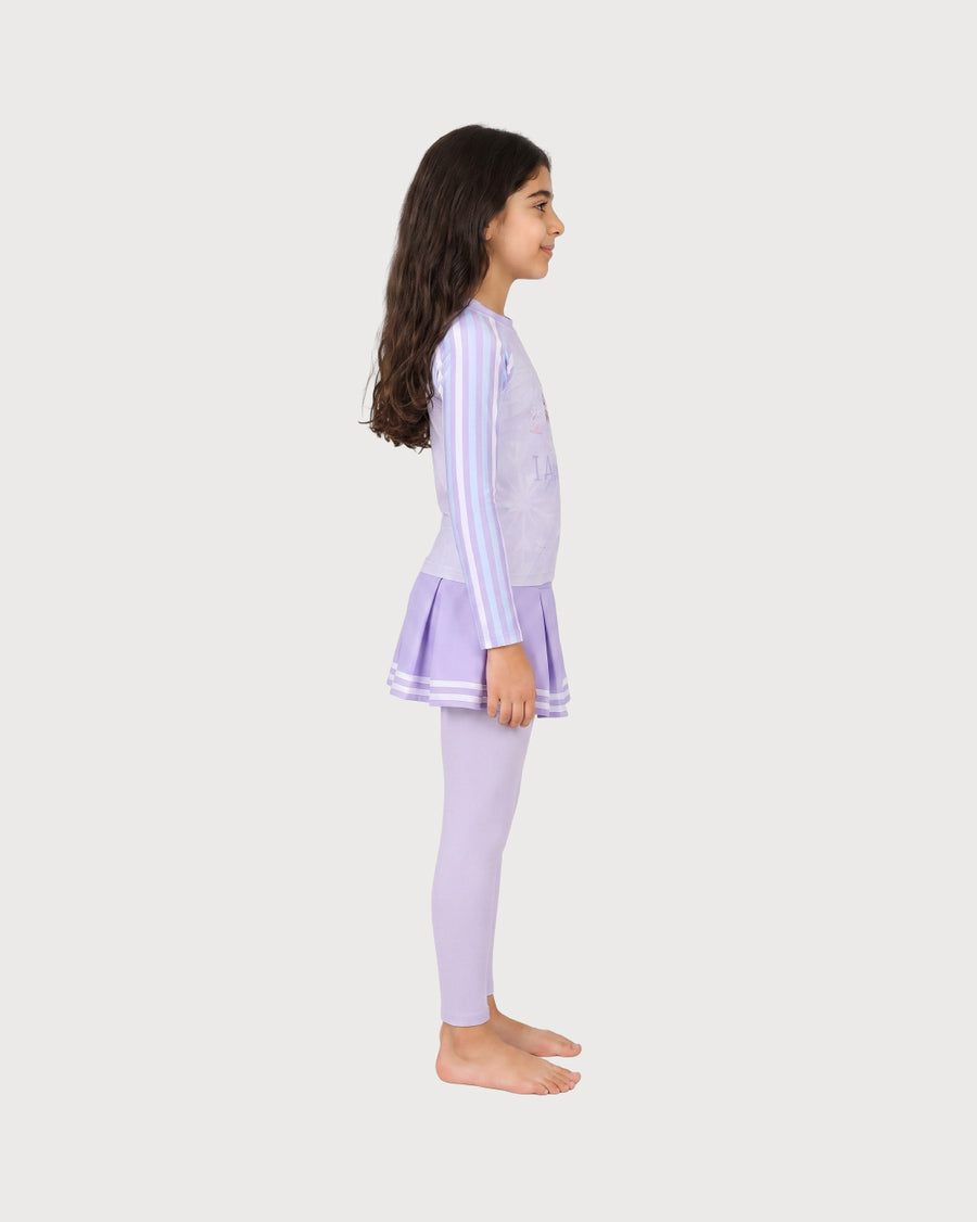 Kid’s Girls 2-Piece Long-Sleeve Skirted Swimsuit Set, Swimwear, Swimming Clothes