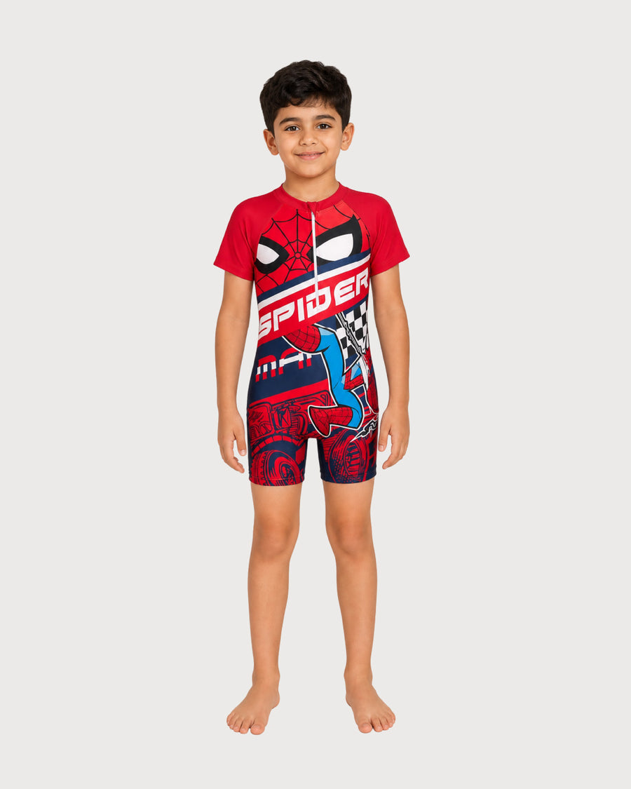 Kid’s Boys Short-Sleeve One-Piece Swimsuit, Swimwear, Swimming Clothes
