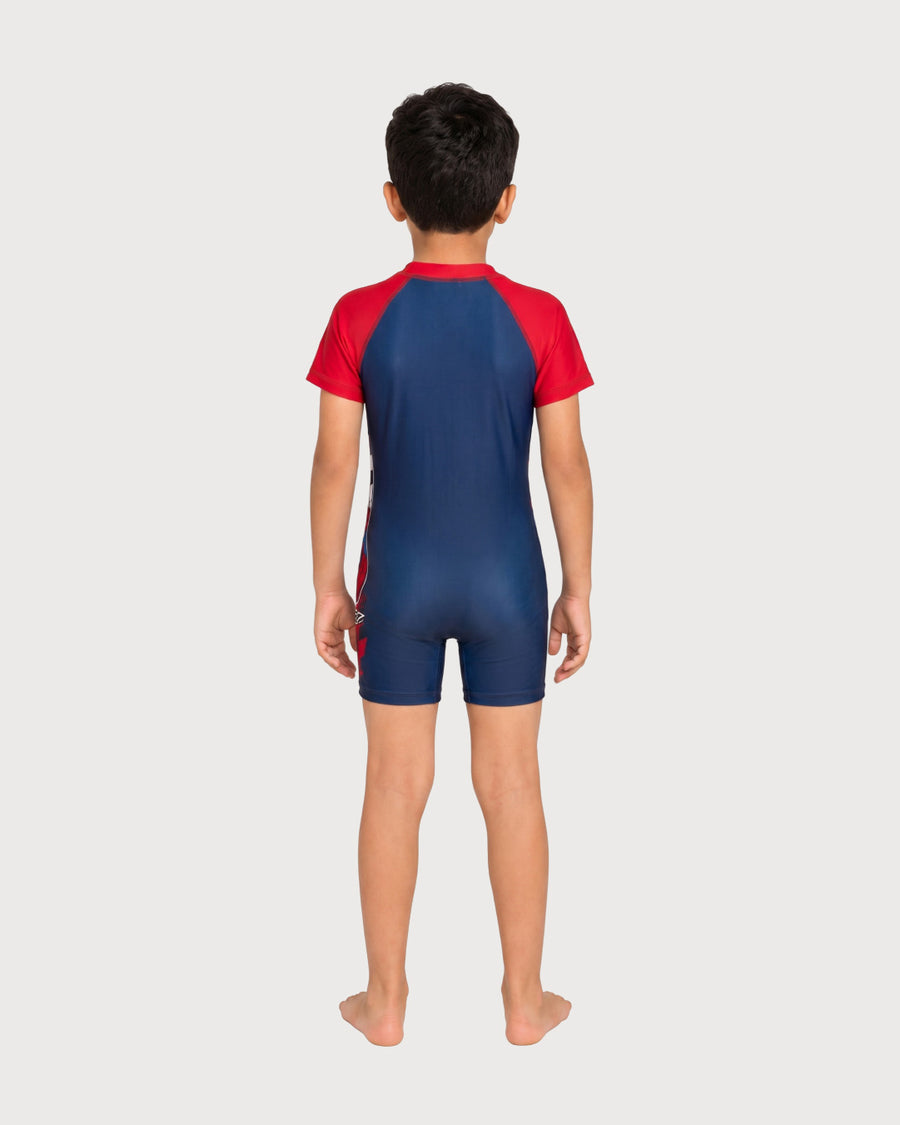 Kid’s Boys Short-Sleeve One-Piece Swimsuit, Swimwear, Swimming Clothes