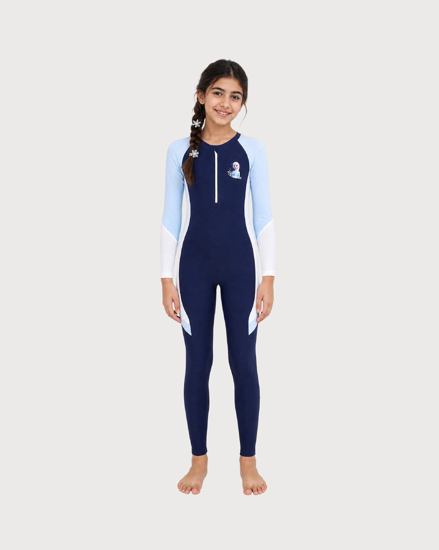 Kid’s Girls Full-Length Long-Sleeve Swimsuit, Swimwear, Swimming Clothes