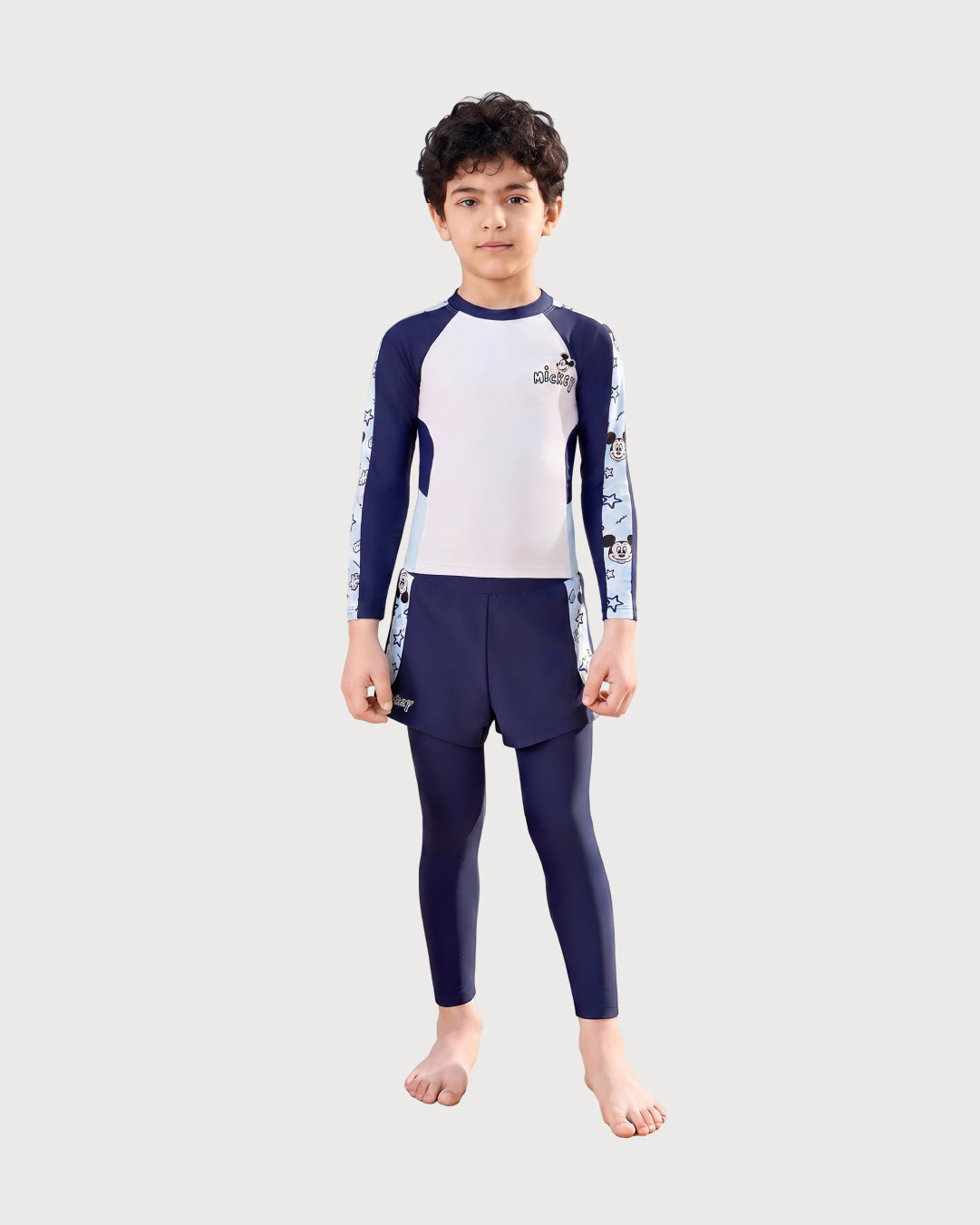 Kid’s Boys 3-Piece Long-Sleeve Mickey Swimsuit Set, Swimwear, Swimming Clothes