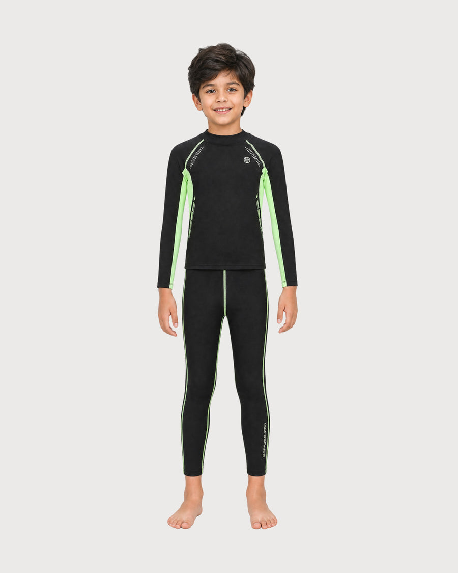 Kid’s Boys 2-Piece Long-Sleeve Swimsuit Set, Swimwear, Swimming Clothes