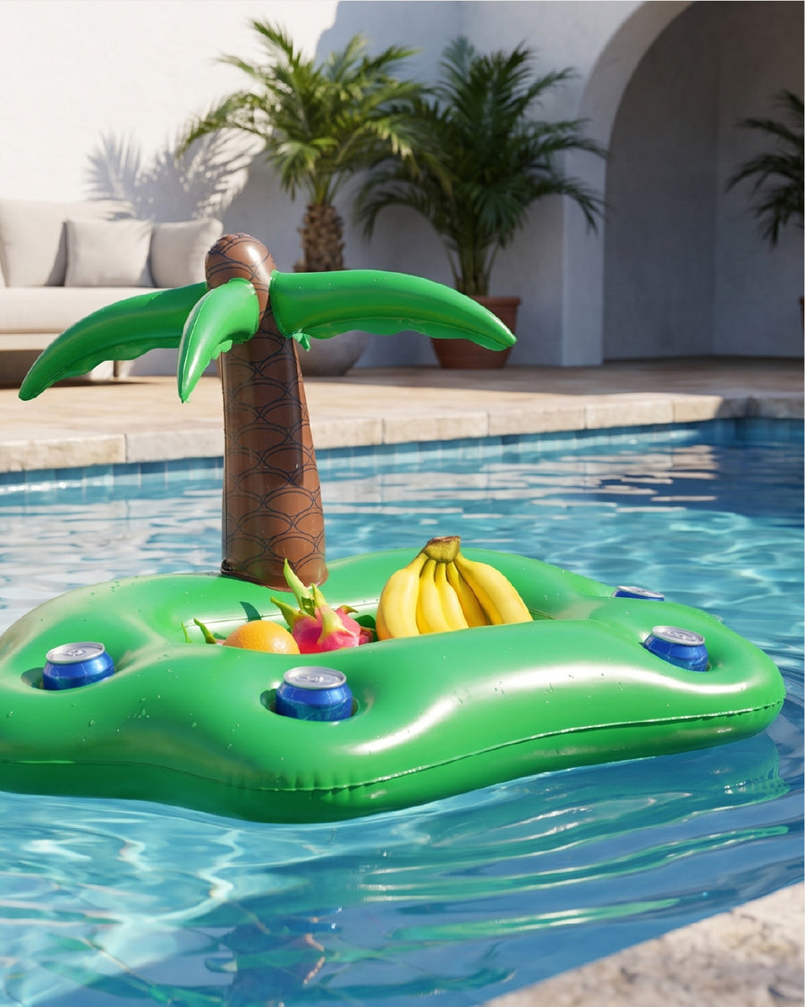 Inflatable Pool Drink Holder Tray with Palm Tree
