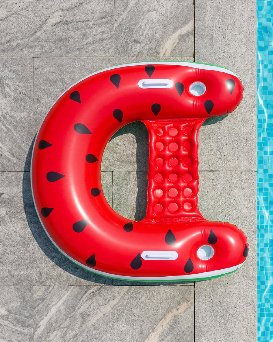 Inflatable Watermelon Pool Lounger with Cup Holders