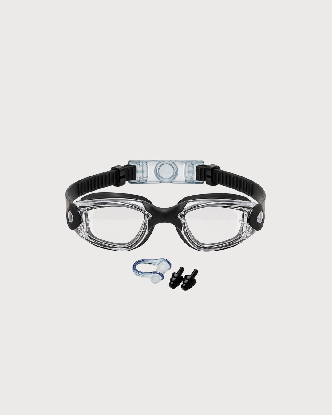 Swimming Goggles Set with Nose Clip, Ear Plugs and Storage Case