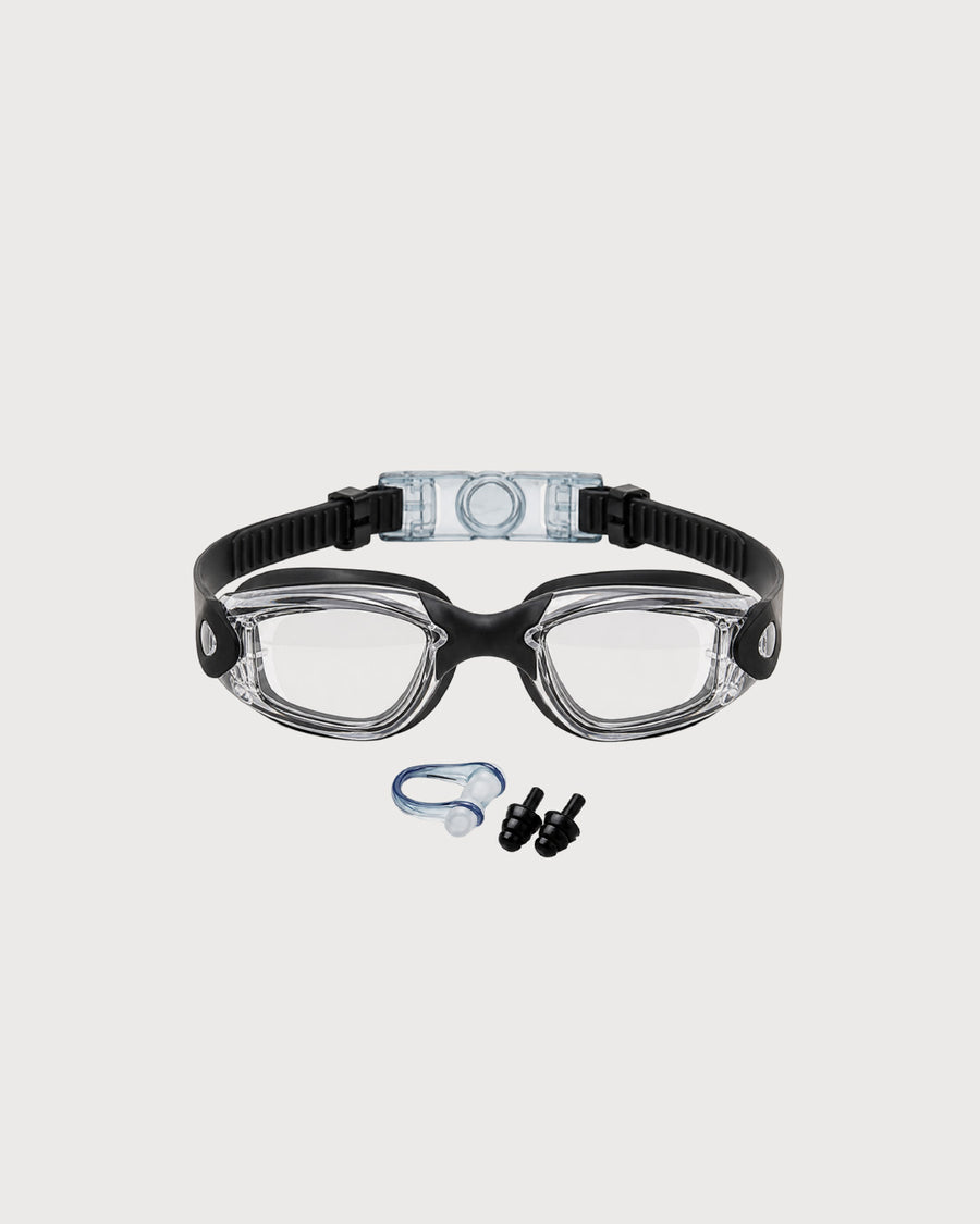 Swimming Goggles Set with Nose Clip, Ear Plugs and Storage Case