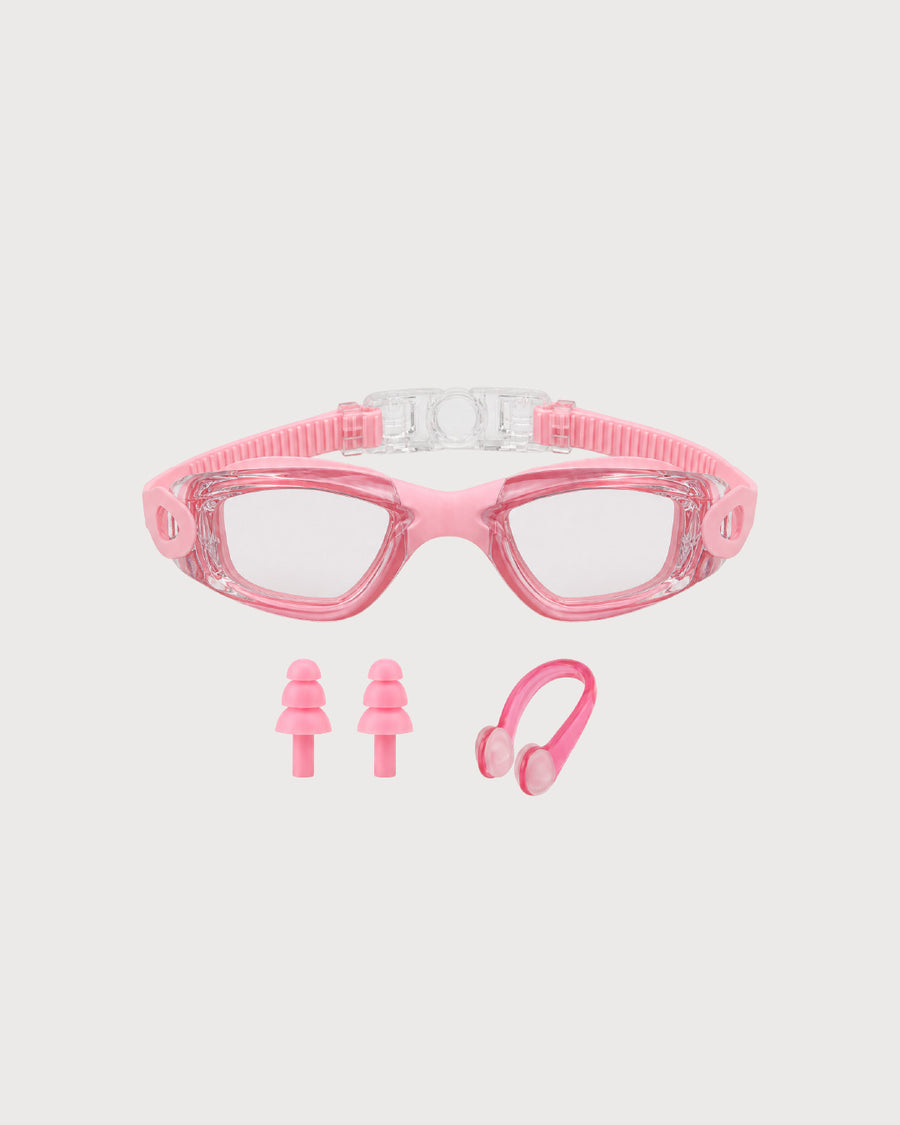 Swimming Goggles Set with Nose Clip, Ear Plugs and Storage Case