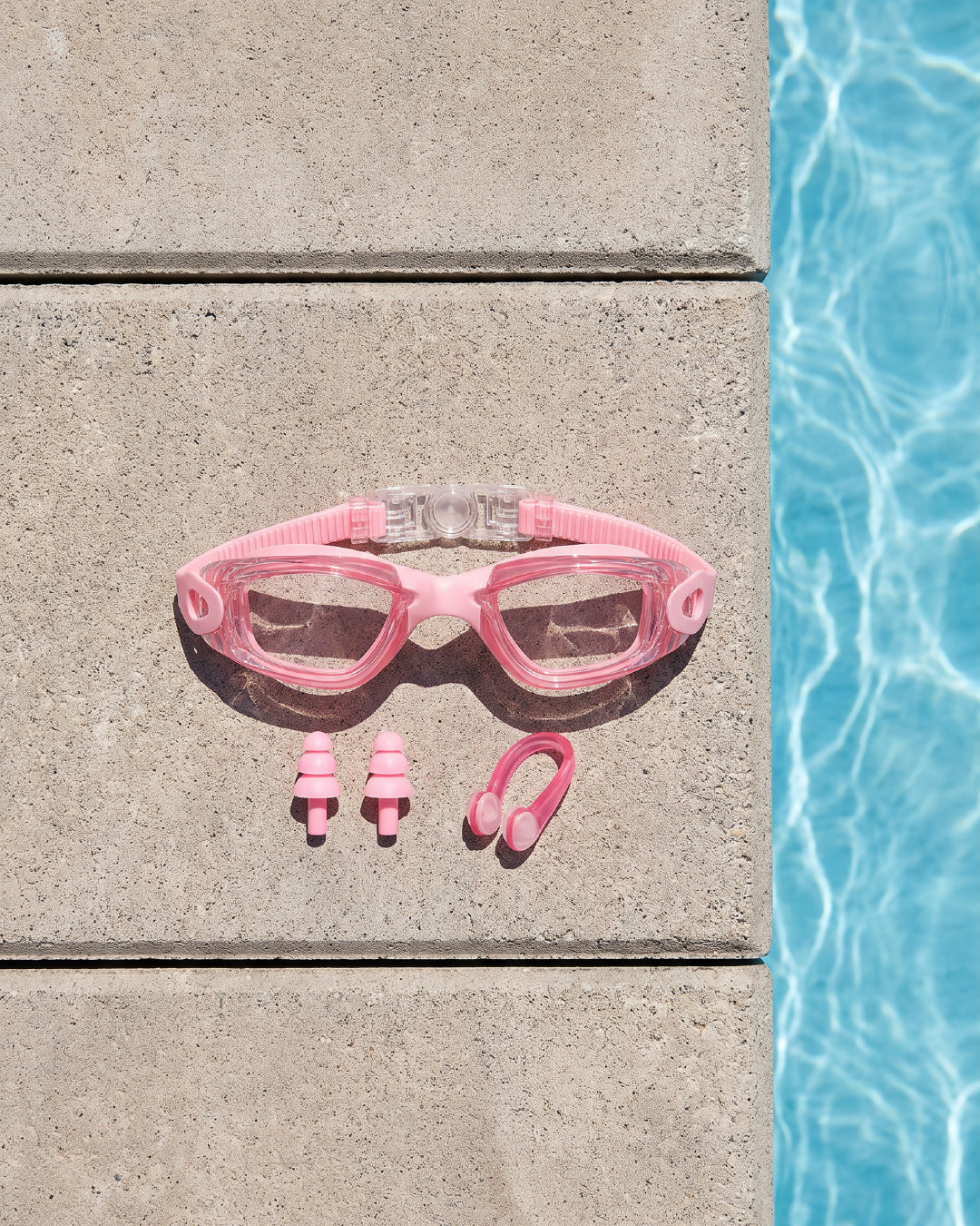 Swimming Goggles Set with Nose Clip, Ear Plugs and Storage Case