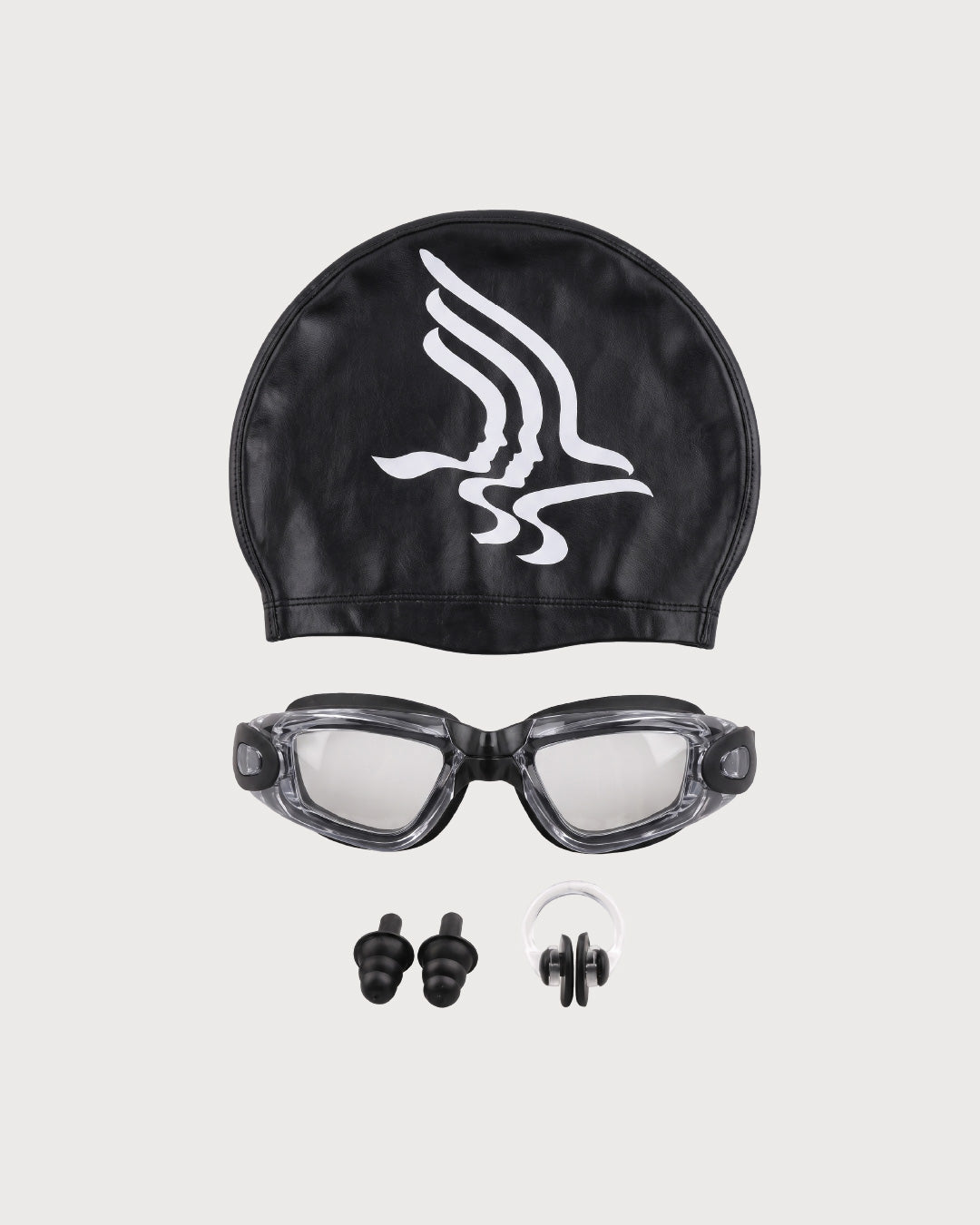 Swimming Goggles Set with Cap, Nose Clip and Ear Plugs