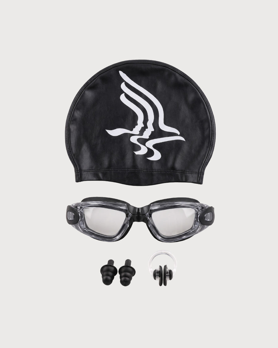 Swimming Goggles Set with Cap, Nose Clip and Ear Plugs