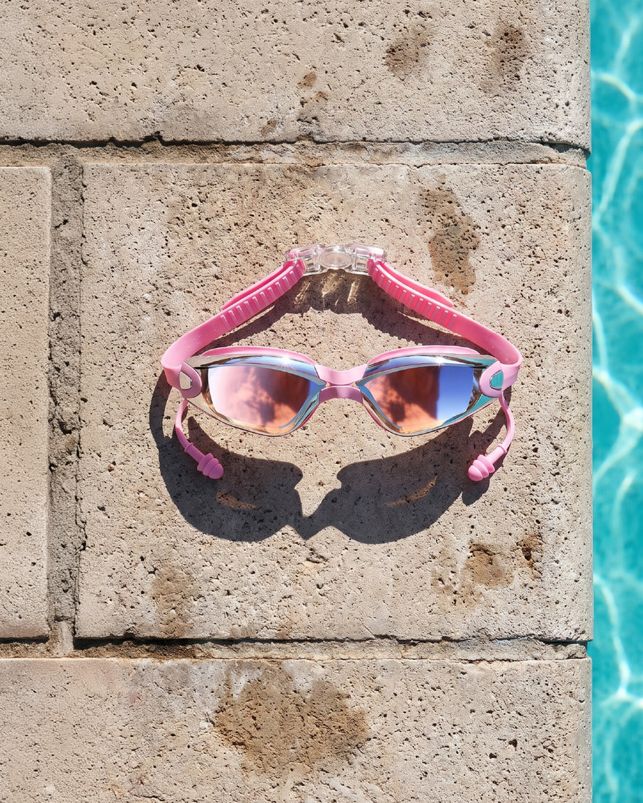 Swimming Goggles Set with Nose Clip and Ear Plugs