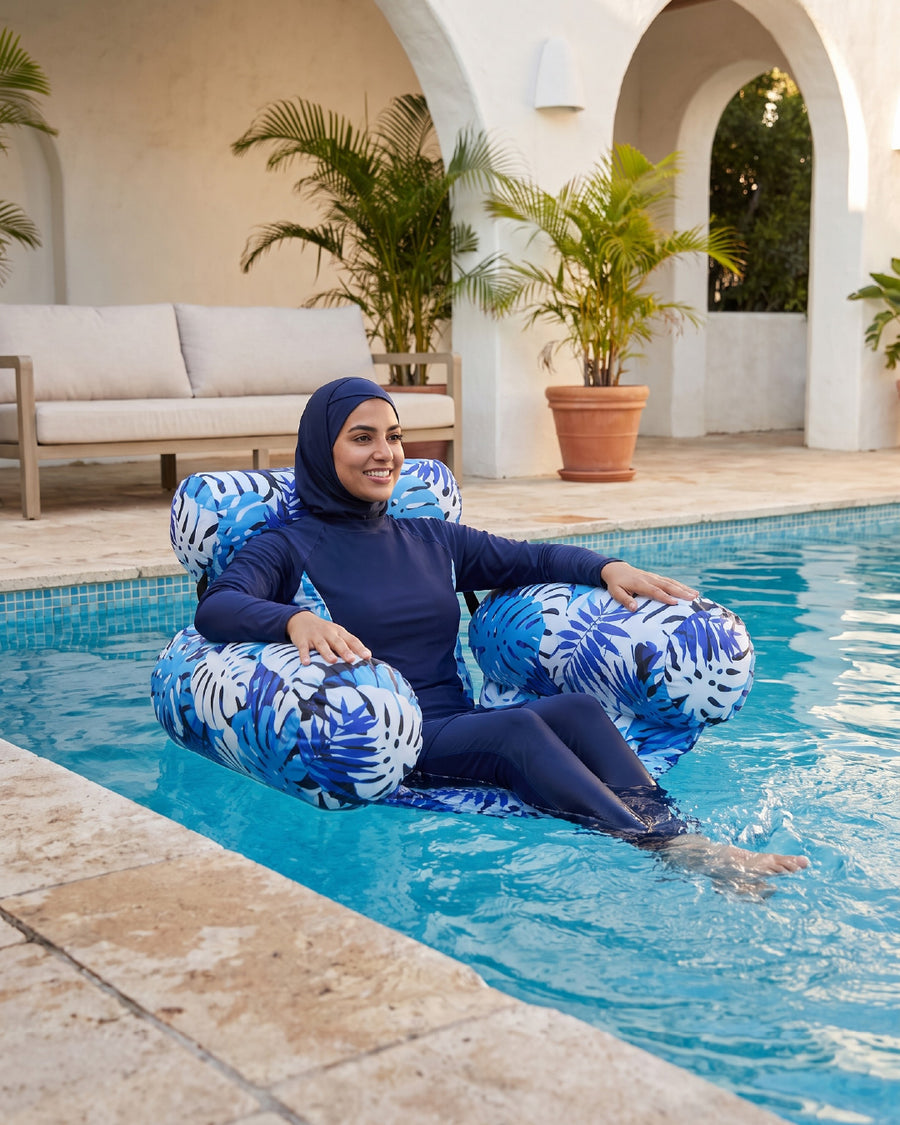 Inflatable Pool Float with Foldable Backrest