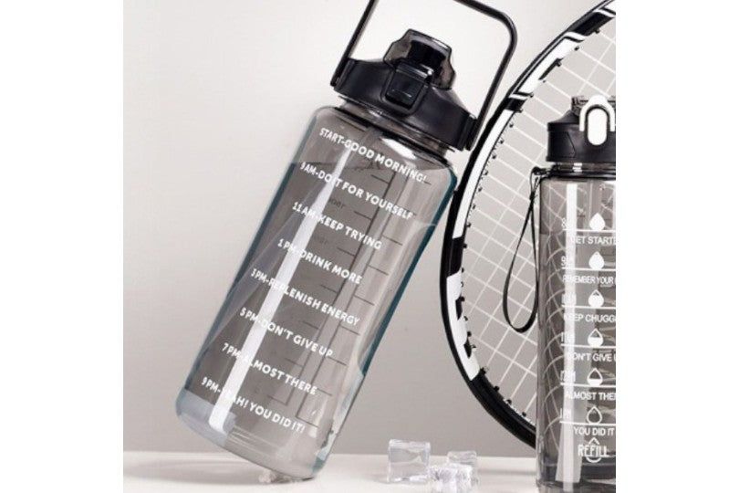 Sports Water Bottle With Straw 2L Black