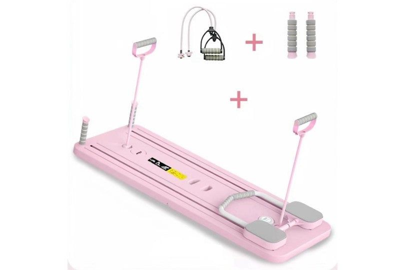 Multi-Function Home Fitness Board With Resistance Bands, 3Pcs Set - Pink