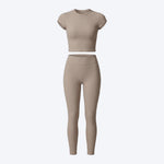 Short Sleeve Crop Top & High-Waist Leggings Set