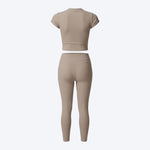 Short Sleeve Crop Top & High-Waist Leggings Set