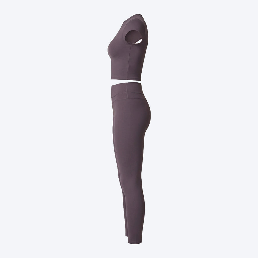 Short Sleeve Crop Top & High-Waist Leggings Set