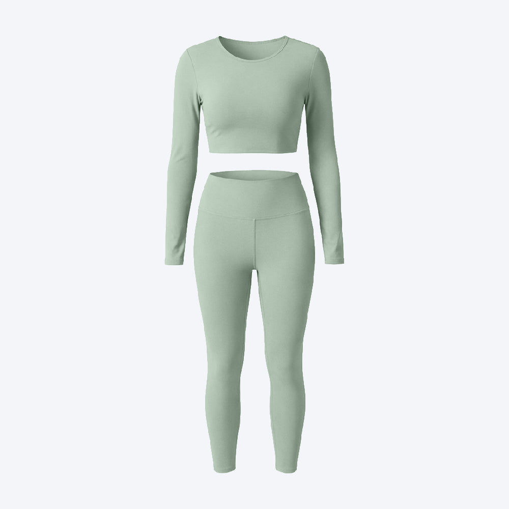 Long Sleeve Crop Top & High-Waist Leggings Set