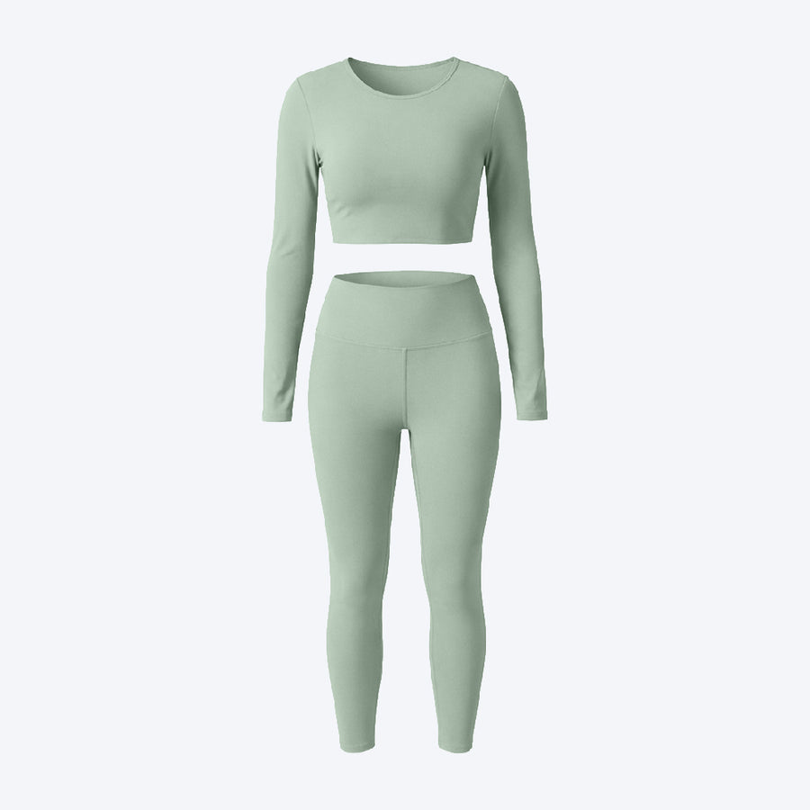 Long Sleeve Crop Top & High-Waist Leggings Set