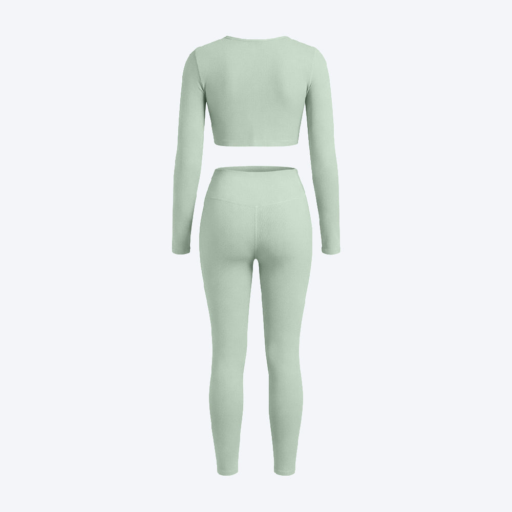 Long Sleeve Crop Top & High-Waist Leggings Set